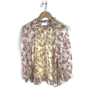 CHRISTY LYNN Top M Floral Printed Sheer Blouse